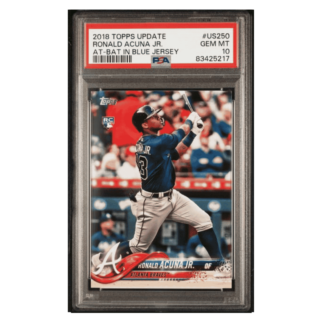 Ronald Acuna Jr PSA 10 2018 Topps Update At Bat In Blue Jersey Rookie RC Card #US250