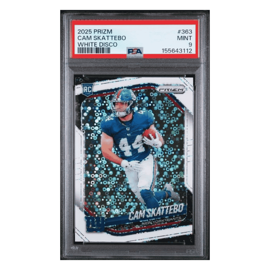 Cam Skattebo PSA 9 2025 Panini Prizm White Disco Rookie RC Card #363