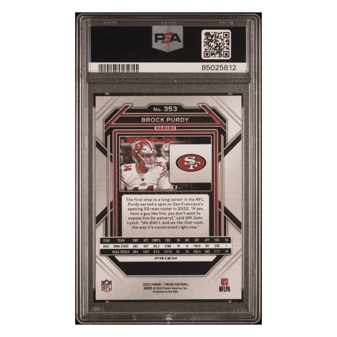 Brock Purdy PSA 10 2022 Panini Prizm Red/ White/ Blue Rookie RC Card #353
