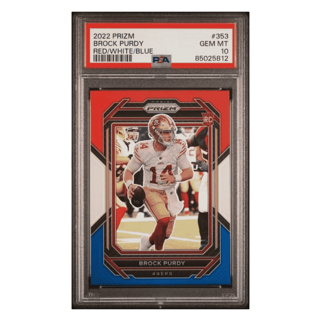 Brock Purdy PSA 10 2022 Panini Prizm Red/ White/ Blue Rookie RC Card #353