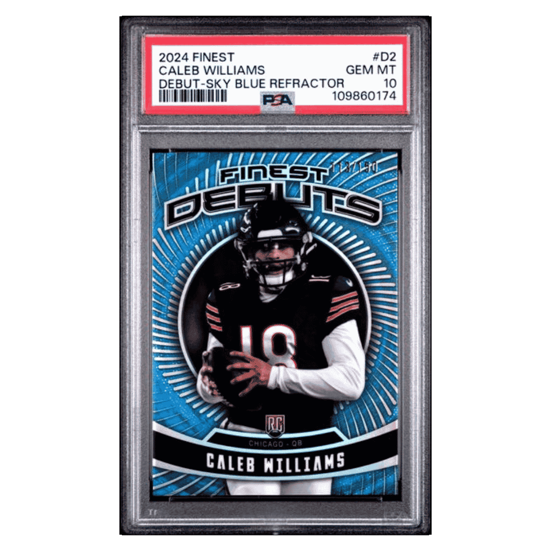 Caleb Williams PSA 10 2024 Topps Finest Debut - Sky Blue Refractor Rookie RC /150 Card #D2