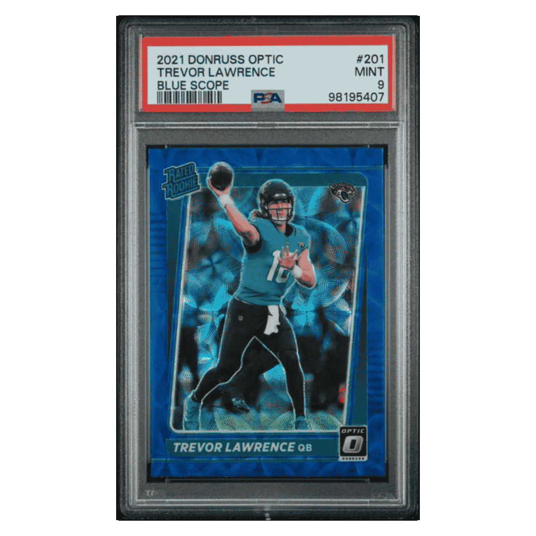 Trevor Lawrence PSA 9 2021 Panini Donruss Optic Blue Scope Rated Rookie Card #201