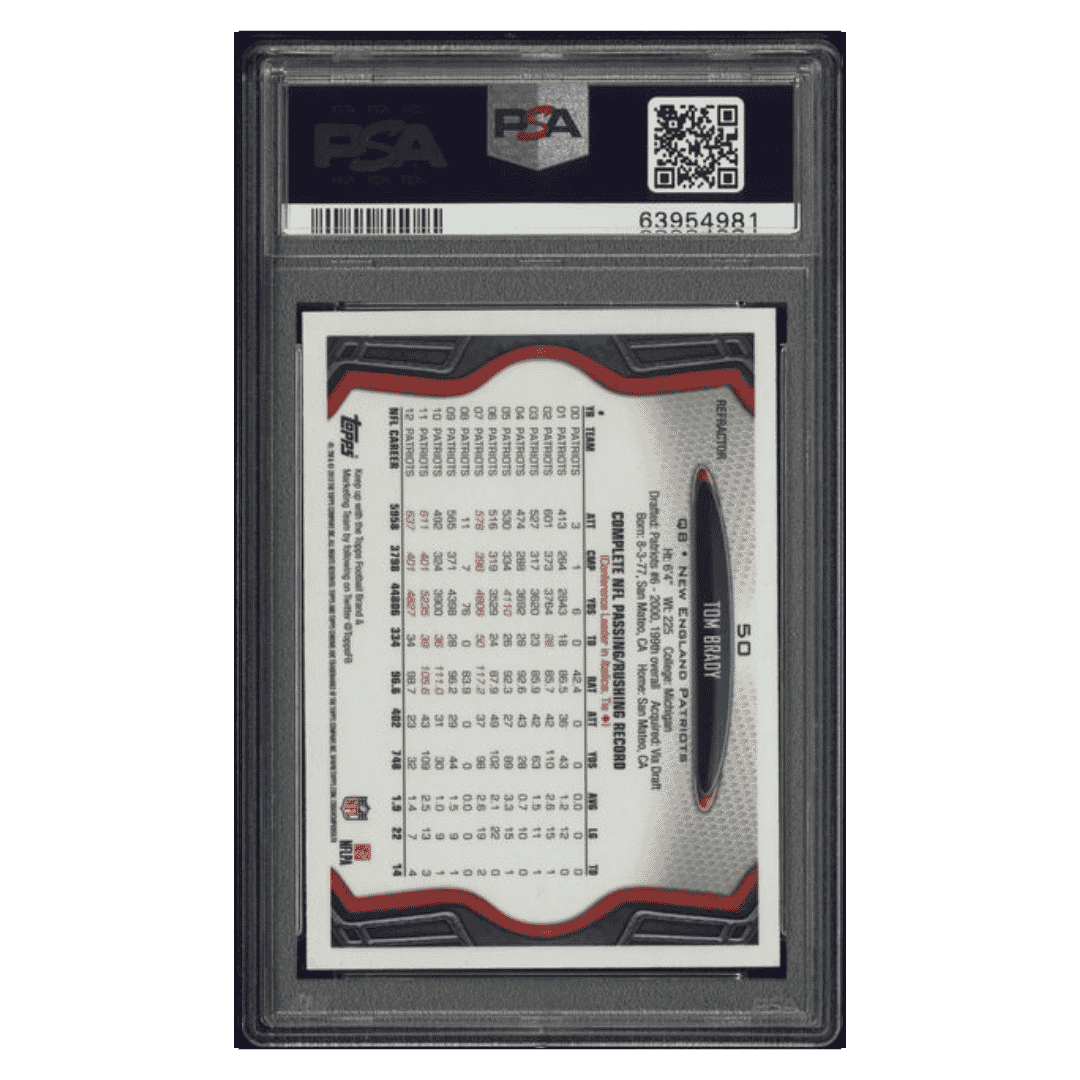 Tom Brady PSA 8 2013 Topps Chrome White Jersey - Orange Refractor Card #50