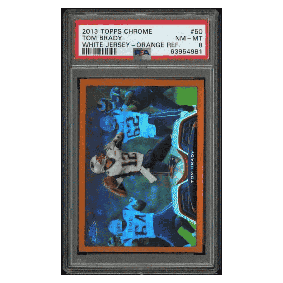 Tom Brady PSA 8 2013 Topps Chrome White Jersey - Orange Refractor Card #50