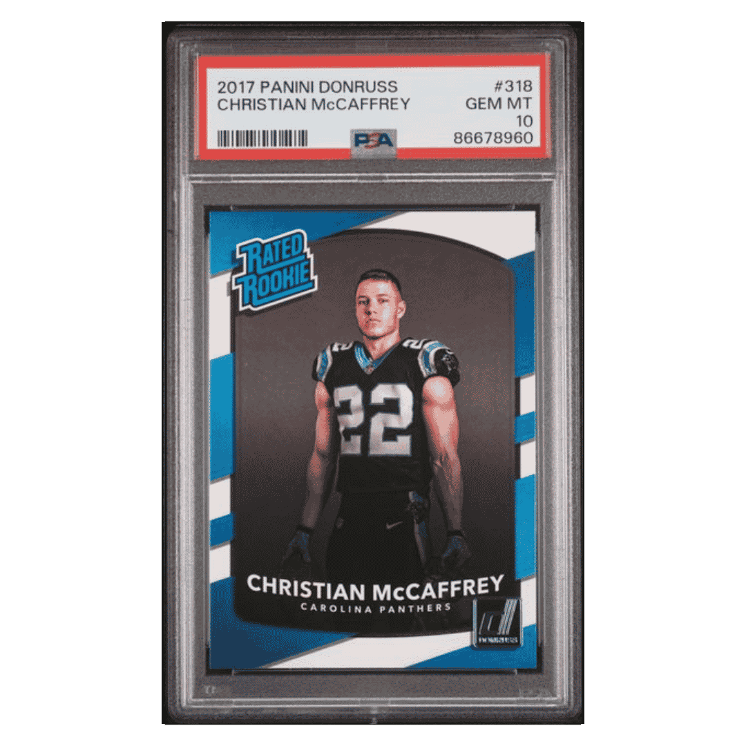 Christian McCaffrey PSA 10 2017 Panini Donruss Rated Rookie Card #318