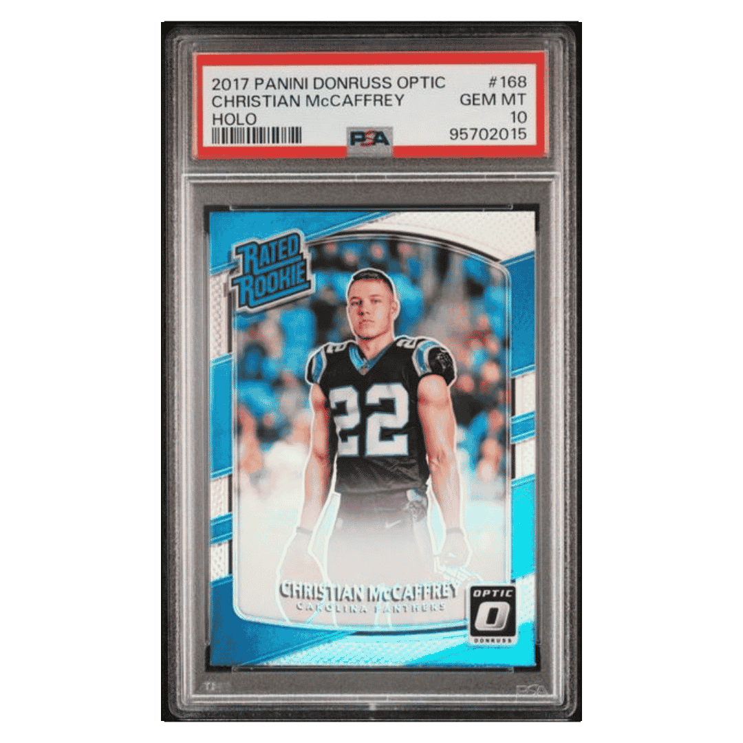 Christian McCaffrey PSA 10 2017 Panini Donruss Optic Rated Rookie Holo Card #168