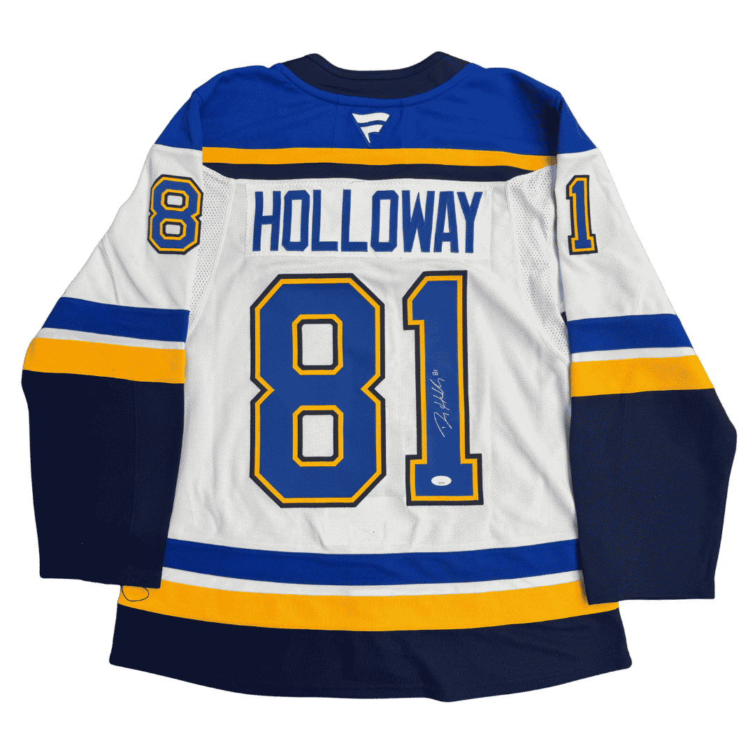 Dylan Holloway St Louis Blues Autographed Fanatics Away Jersey - JSA COA