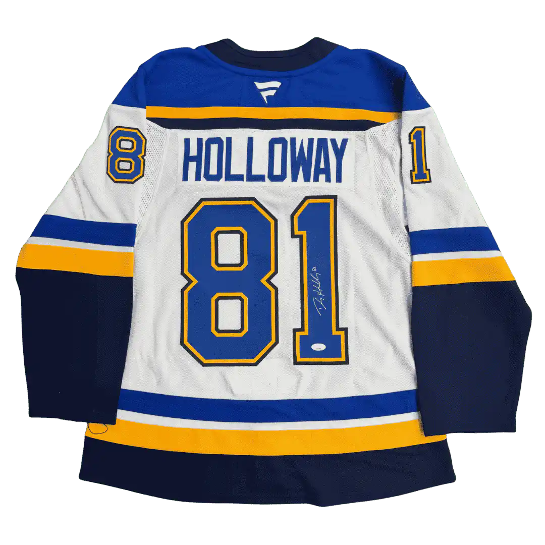 Dylan Holloway St Louis Blues Autographed Fanatics Away Jersey - JSA COA