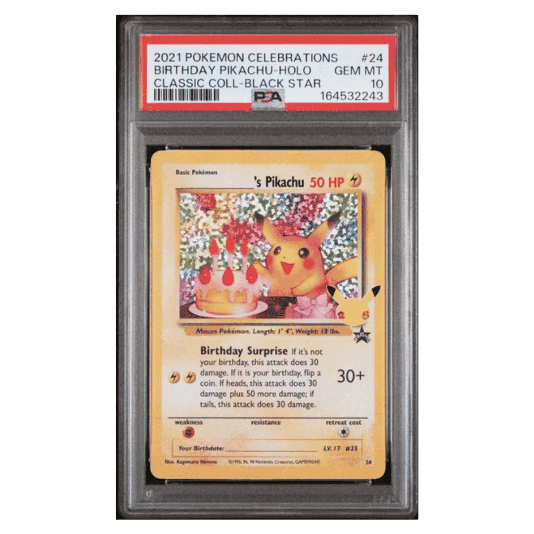 Birthday Pikachu Holo PSA 10 2021 Pokemon Celebrations Classic Collection Black Star Card #24