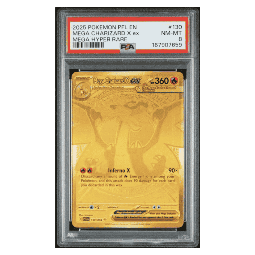 Mega Charizard X ex PSA 8 2025 Pokemon Phantasmal Flames Mega Hyper Rare Card #130