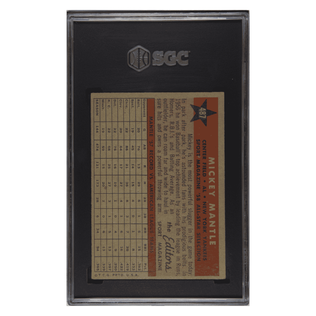 Mickey Mantle SGC 4.5 1958 Topps All-Star Card #487