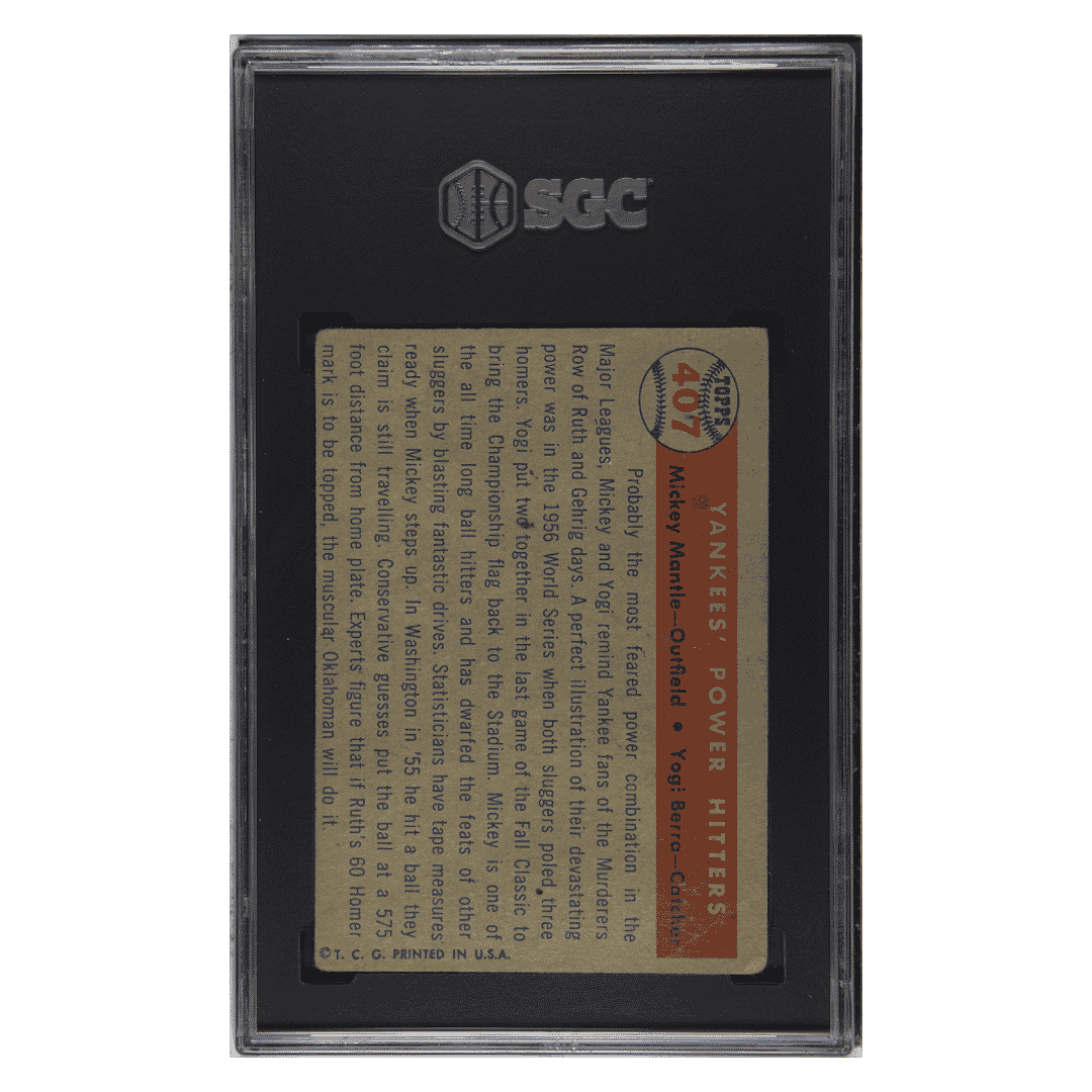 Yankees' Power Hitters SGC 2 1957 Topps Card #407