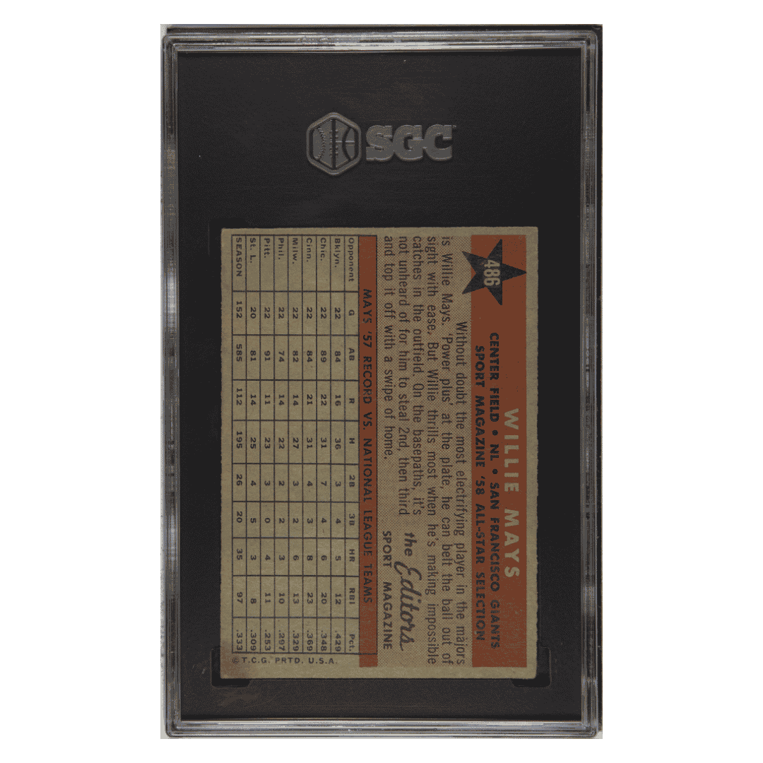 Willie Mays SGC 3 1958 Topps All-Star Card #486