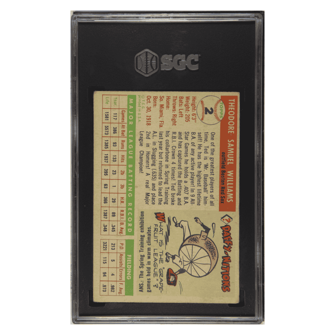 Ted Williams SGC 1 1955 Topps Card #2