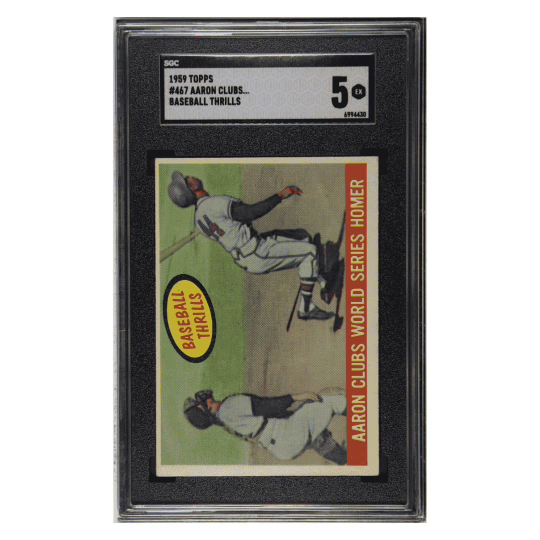 Aaron Clubs World Series Homer SGC 5 1959 Topps Baseball Thrills Card #467