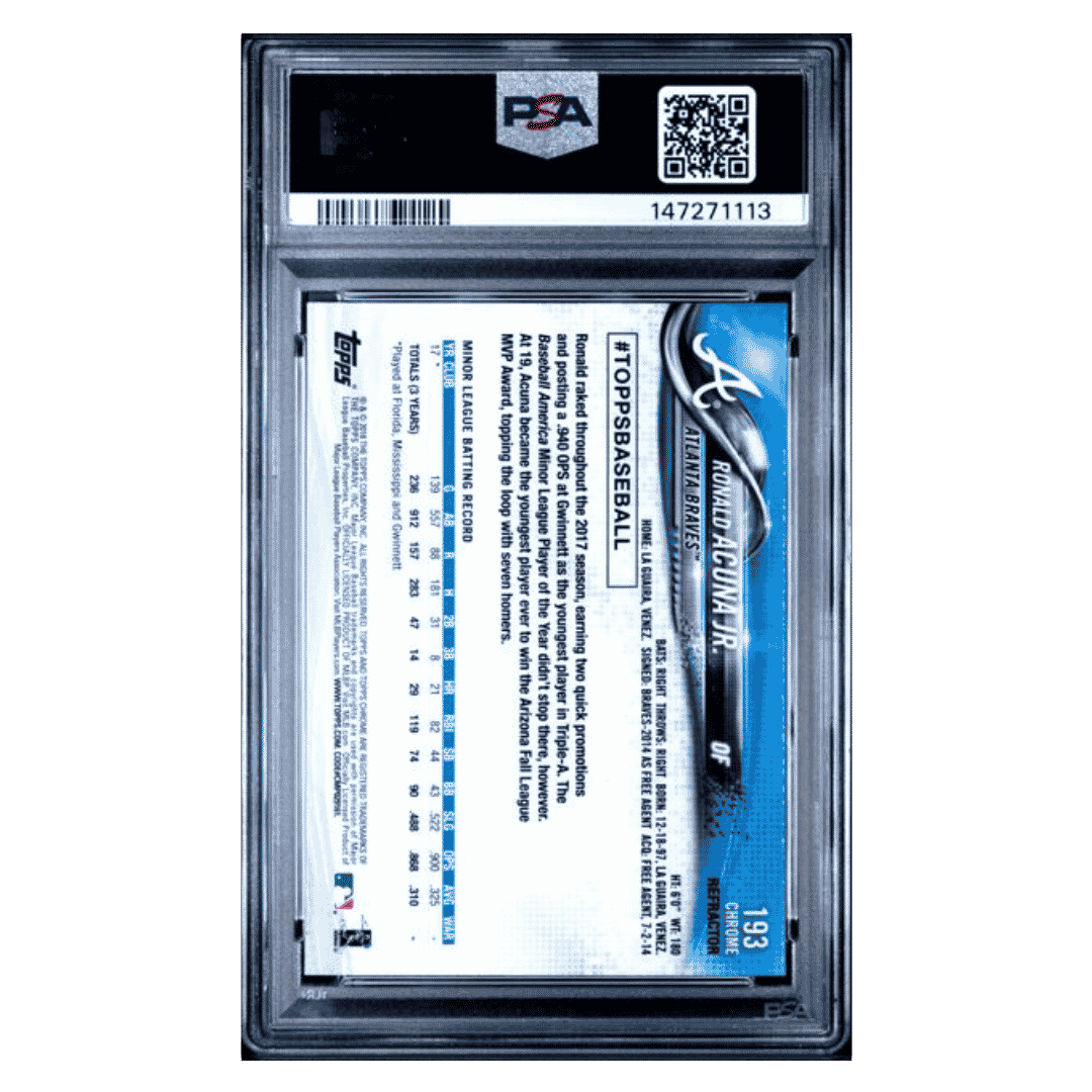 Ronald Acuna Jr PSA 10 2018 Topps Chrome Refractor Rookie RC Card #193