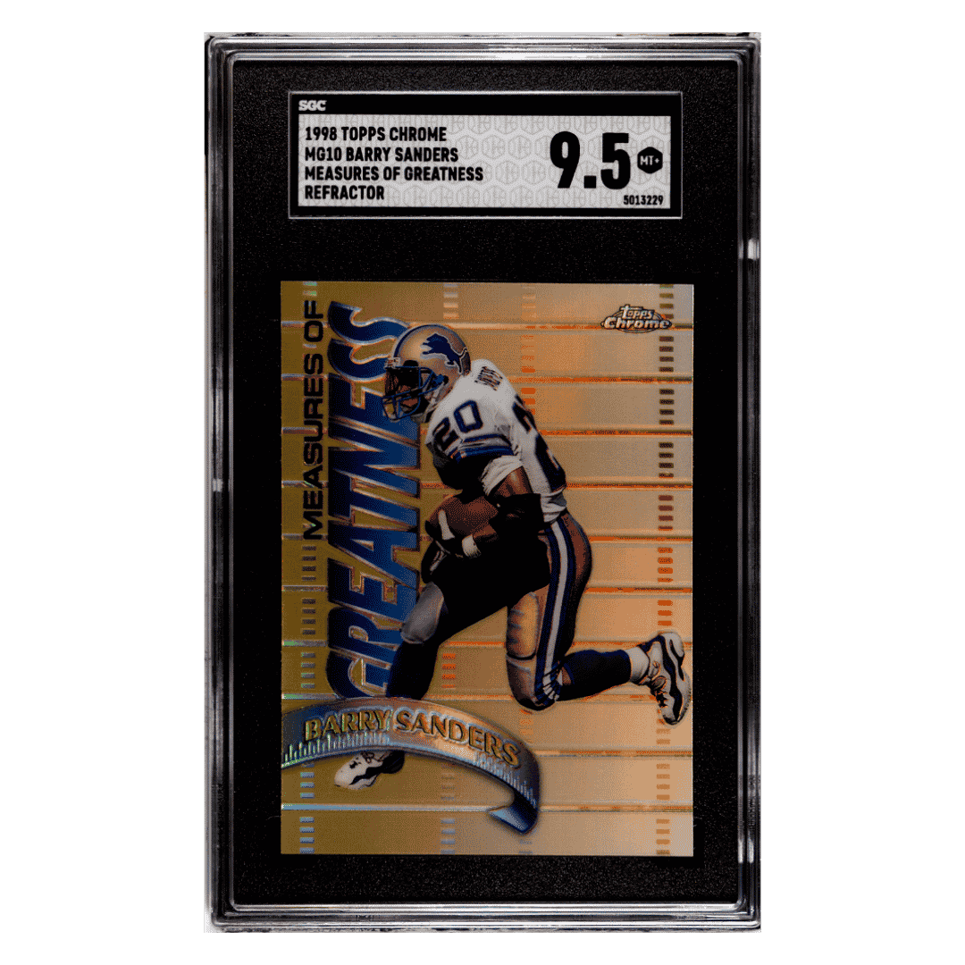 Barry Sanders SGC 9.5 1998 Topps Chrome Measures of Greatness Refractor Card #MG10