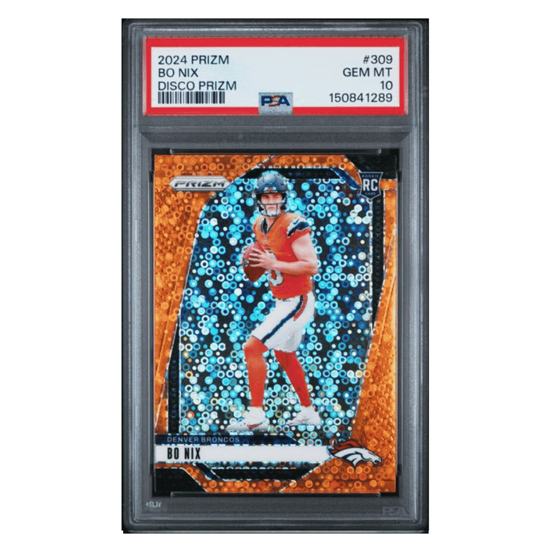 Bo Nix PSA 10 2024 Panini Prizm Disco Prizm Rookie RC Card #309
