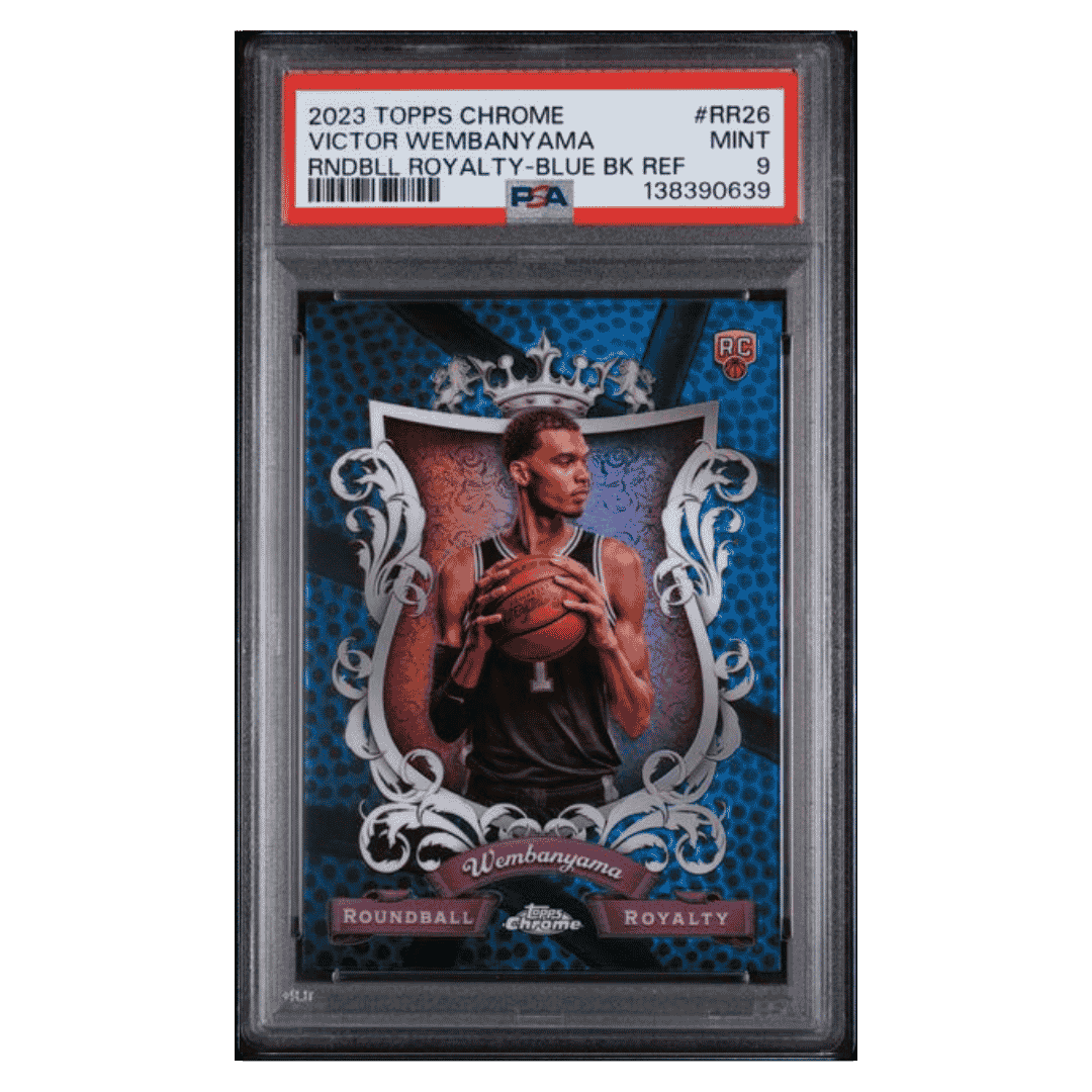 Victor Wembanyama PSA 9 2023 Topps Chrome Roundball Royalty - Blue Black Refractor Rookie RC Card #RR26