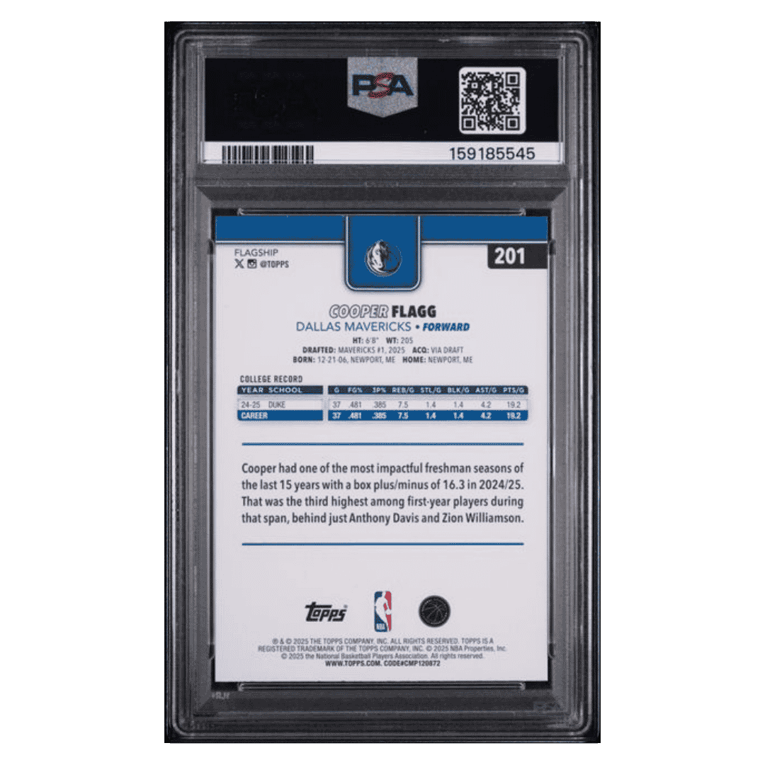 Cooper Flagg PSA 9 2025 Topps Rookie RC Card #201