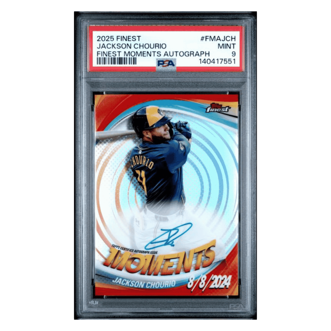 Jackson Chourio PSA 9 2025 Topps Finest Moments Autograph Card #FMAJCH