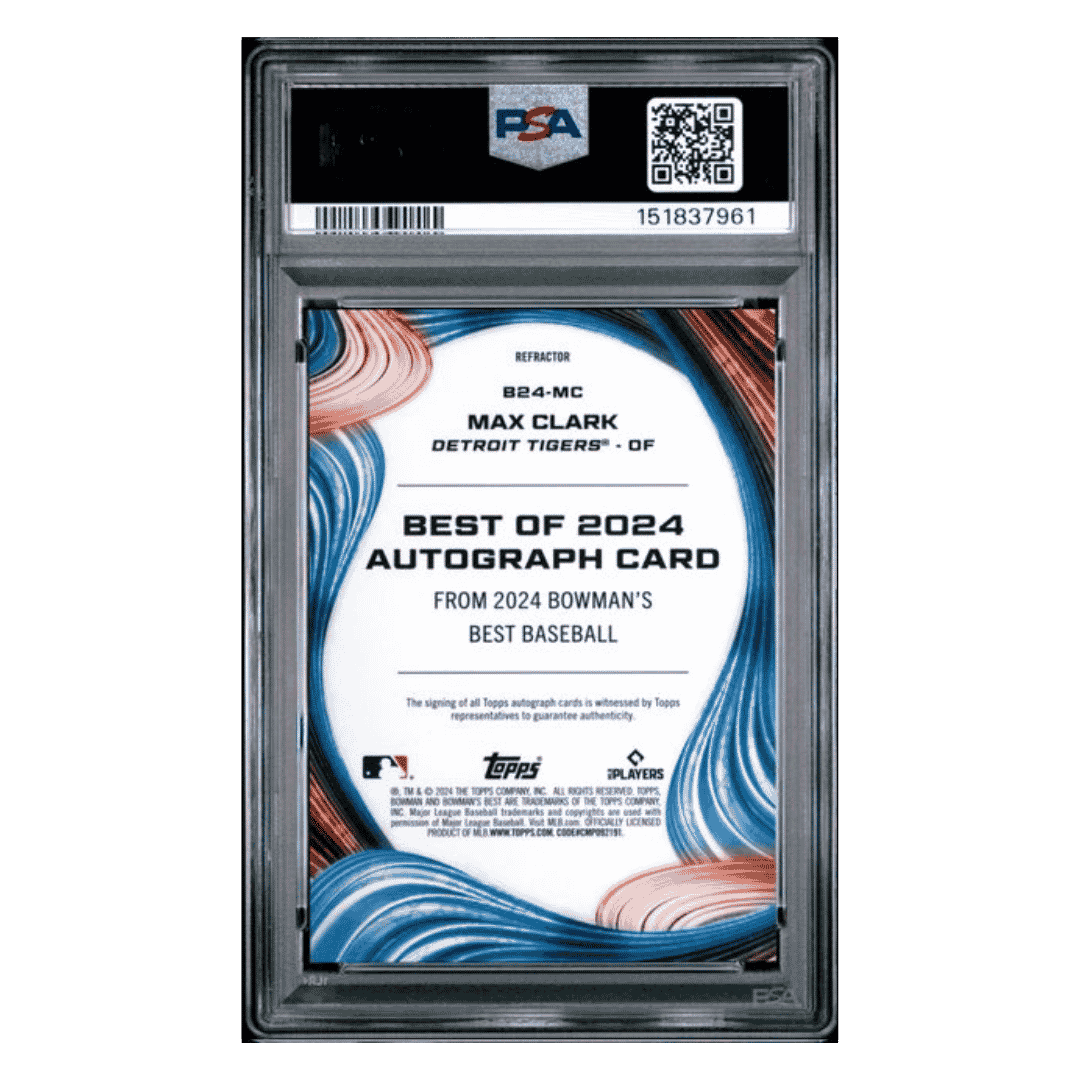 Max Clark PSA 9 2024 Bowman's Best - Best of 2024 Autograph Refractor Card #B24MC