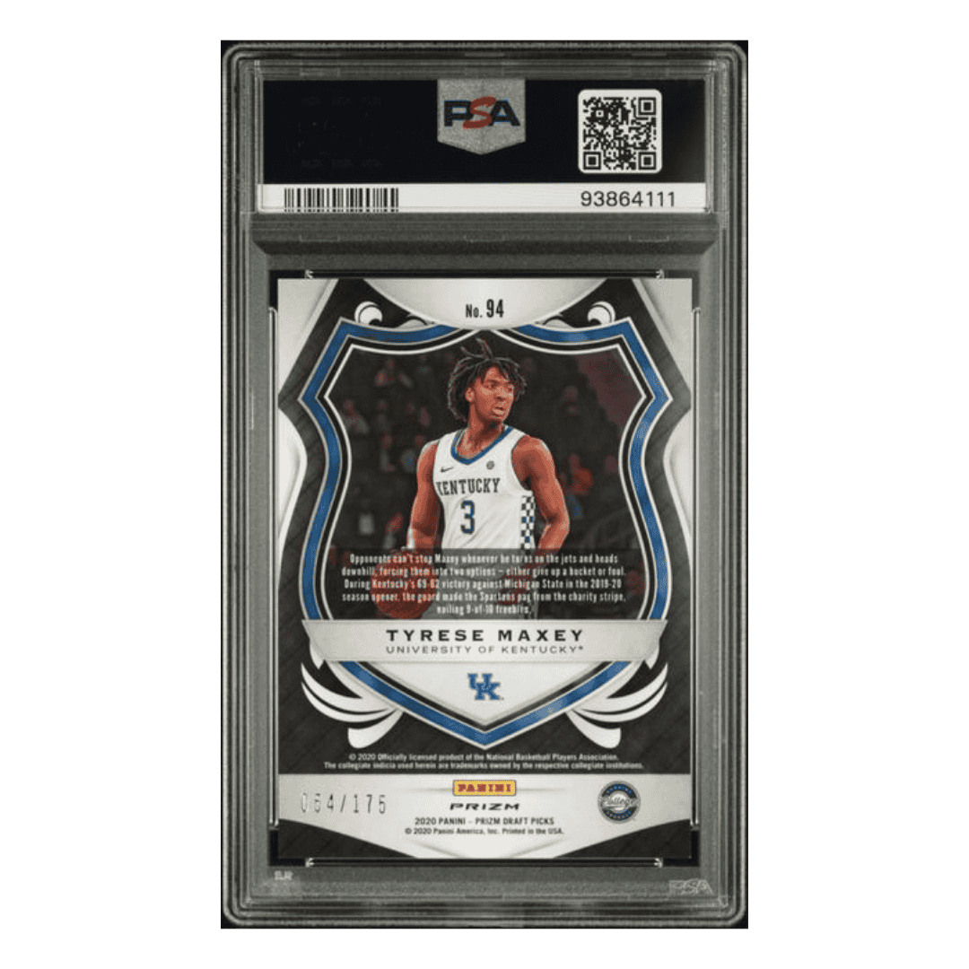 Tyrese Maxey PSA 9 2020 Panini Prizm Draft Picks Blue Fast Break Card #94