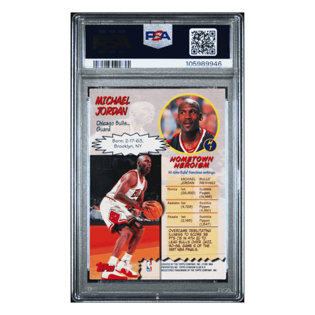 Michael Jordan PSA 6.5 1997 Topps Stadium Club Hardcourt Heroics Card #H1