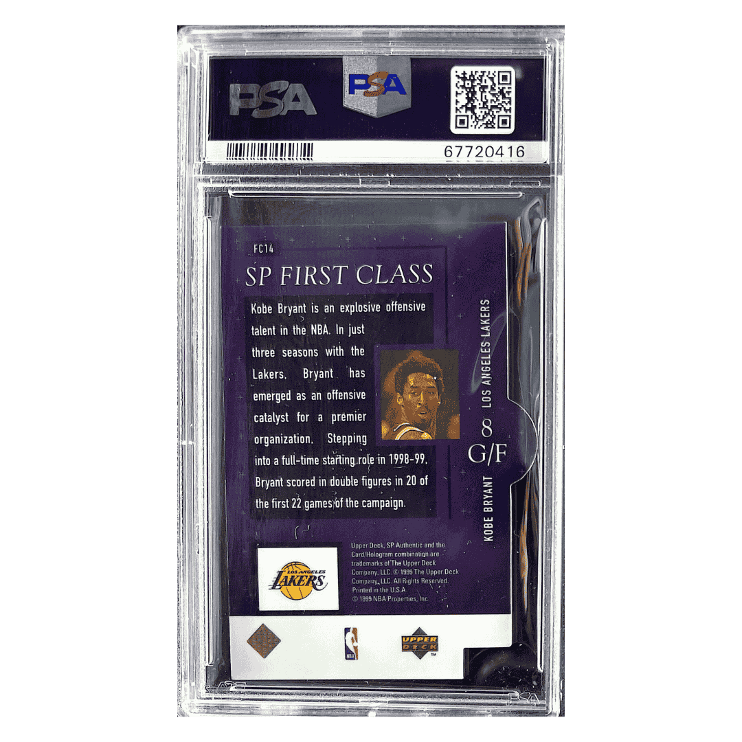 Kobe Bryant PSA 8 1998 Upper Deck SP Authentic First Class Card #FC14