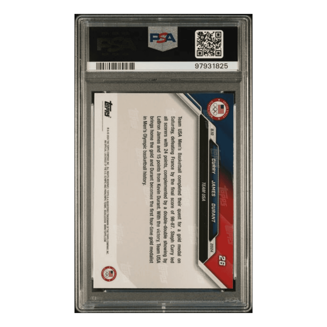Curry/James/Durant PSA 10 2024 Topps Now Olympics Card #26