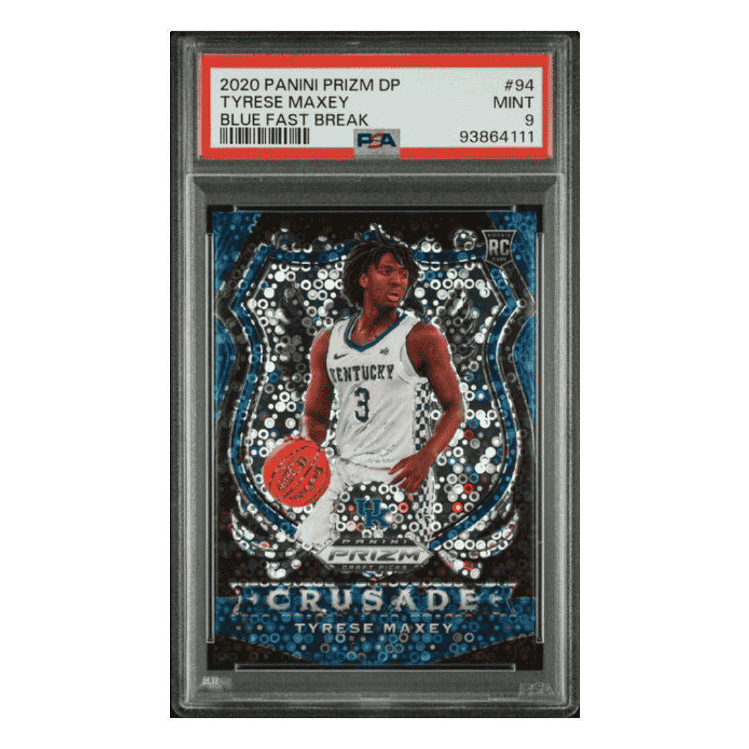 Tyrese Maxey PSA 9 2020 Panini Prizm Draft Picks Blue Fast Break Card #94
