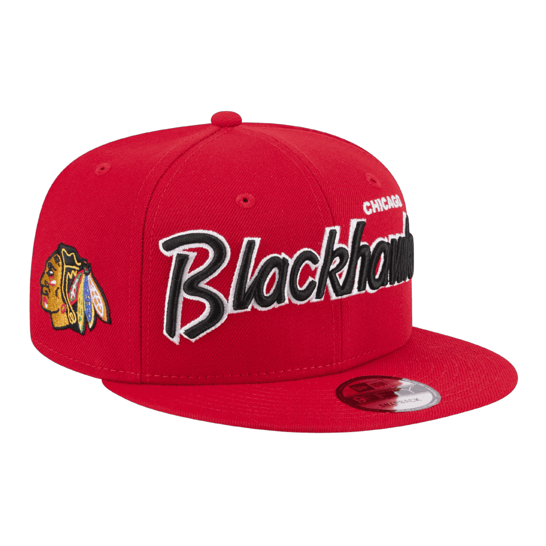 Chicago Blackhawks Script New Era Red 9FIFTY Adjustable Snapback Hat