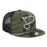 St Louis Blues Trucker Meshback New Era Woodland Camo 9FIFTY Adjustable Snapback Hat