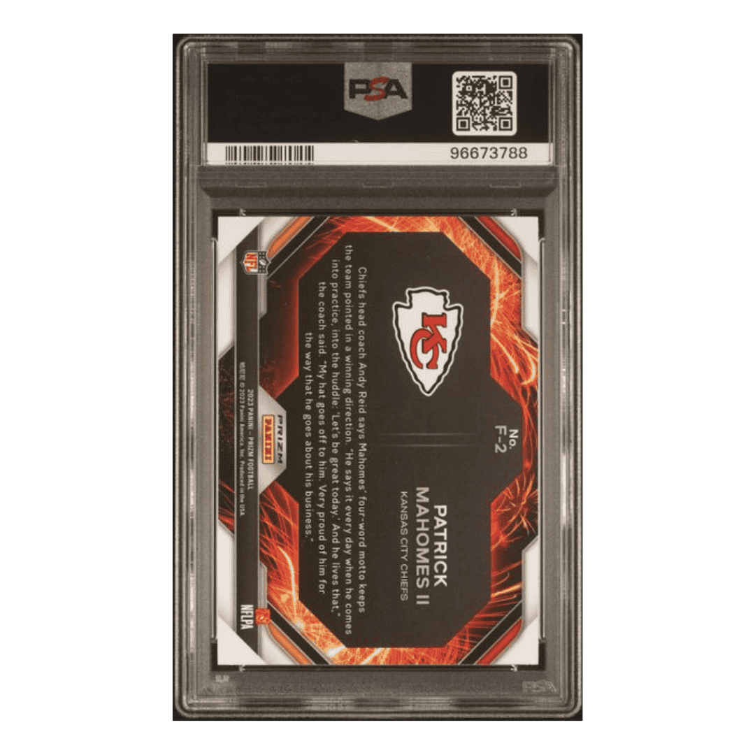 Patrick Mahomes PSA 10 2023 Panini Prizm Fireworks - Green Prizm Card #F2