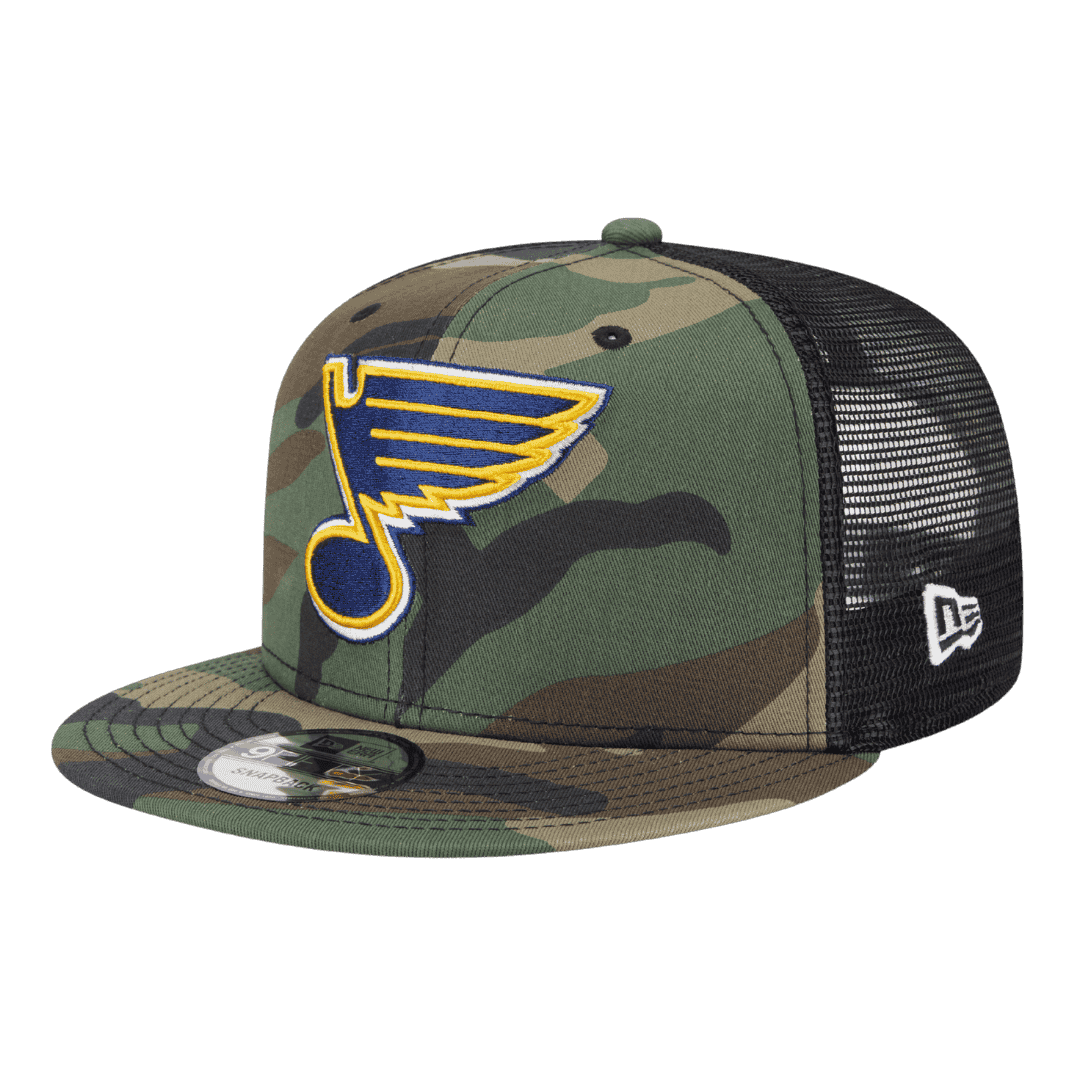 St Louis Blues Trucker Meshback New Era Woodland Camo 9FIFTY Adjustable Snapback Hat