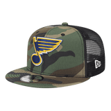 St Louis Blues Trucker Meshback New Era Woodland Camo 9FIFTY Adjustable Snapback Hat