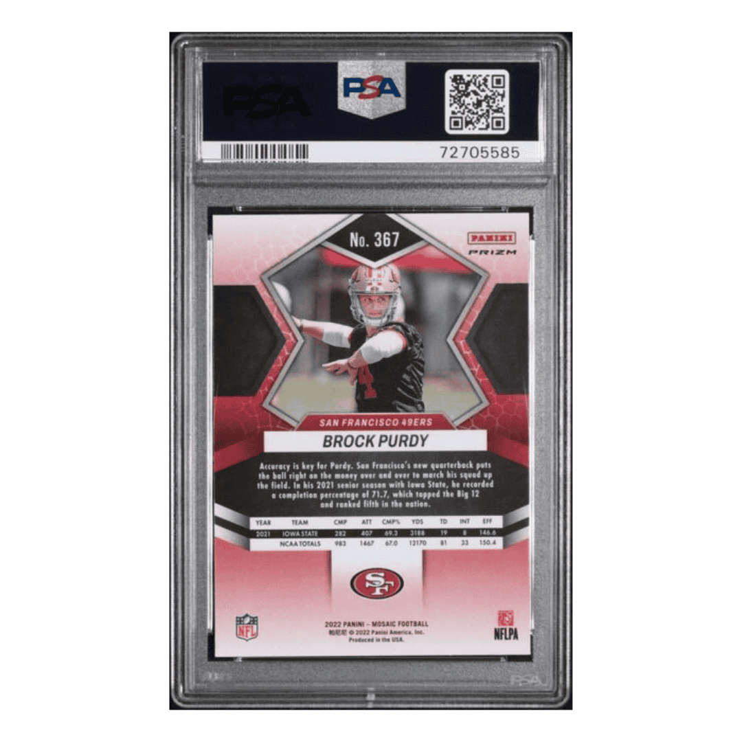 Brock Purdy PSA 10 2022 Panini Mosaic Camo Pink Card #367