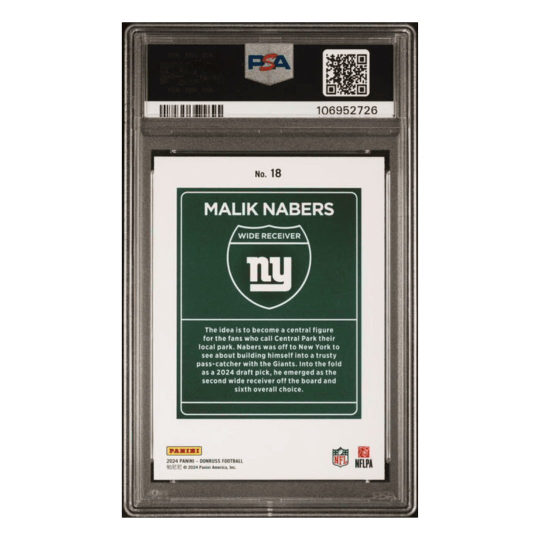 Malik Nabers PSA 9 2024 Panini Donruss Downtown! Rookie RC Card #18