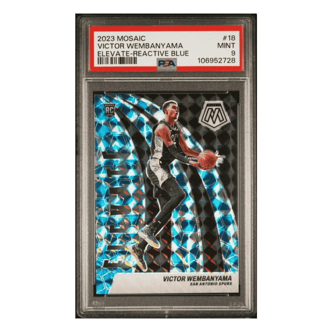 Victor Wembanyama PSA 9 2023 Panini Mosaic Elevate Reactive Blue Rookie RC Card #18