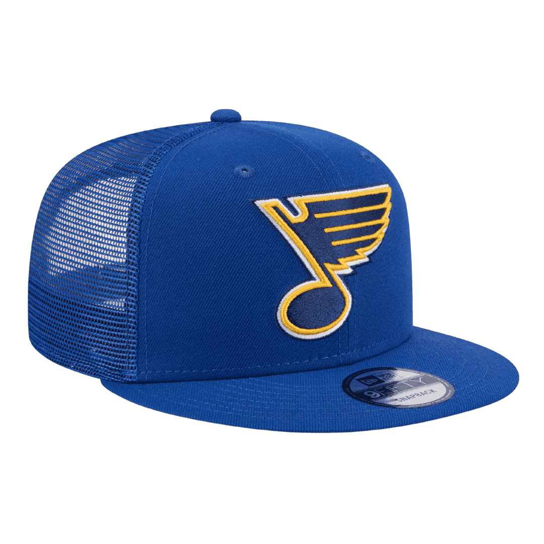 St Louis Blues Trucker Meshback New Era Blue 9FIFTY Adjustable Snapback Hat