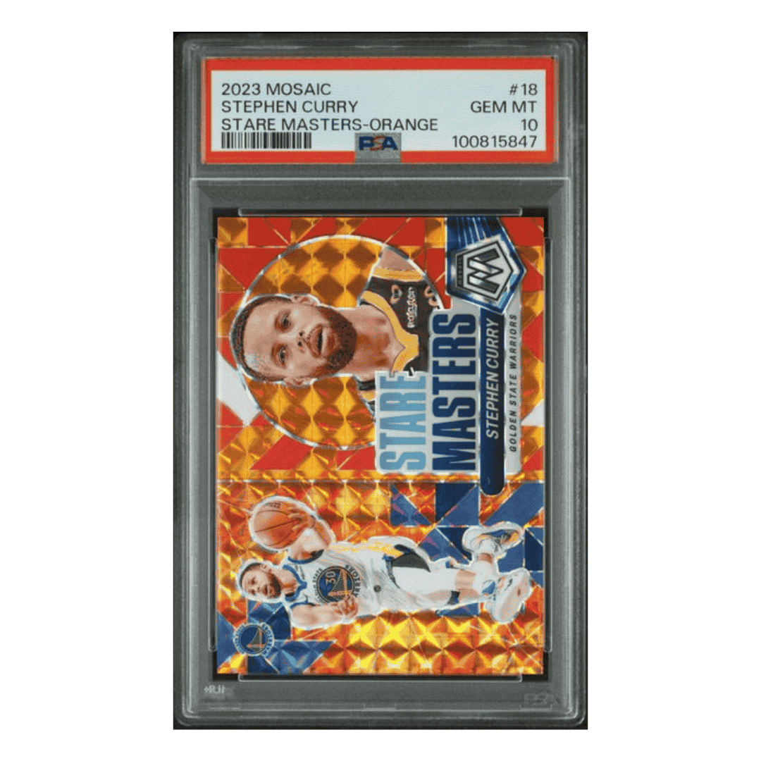 Steph Curry PSA 10 2023 Panini Mosaic Stare Masters - Orange /49 Card #18