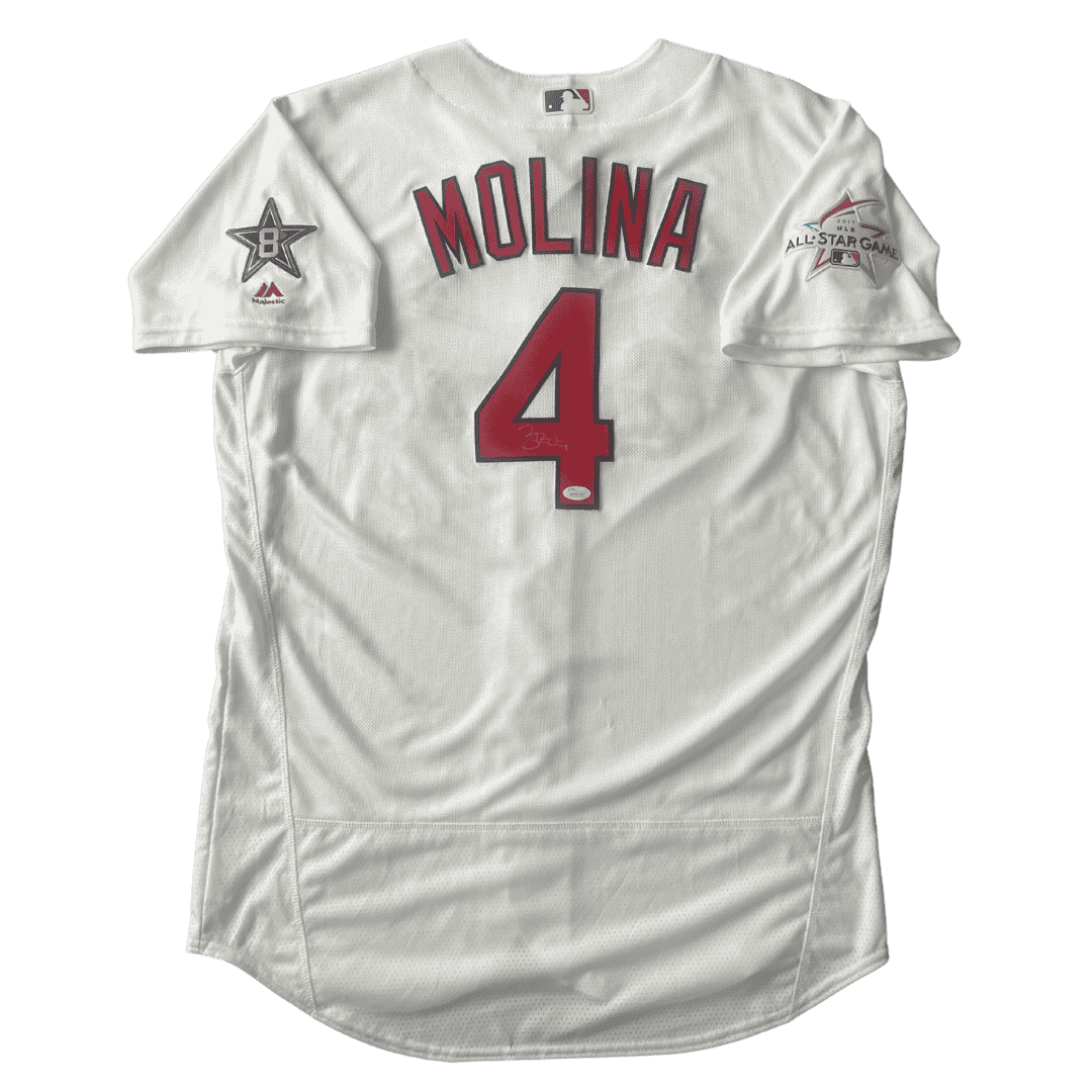 Yadier Molina St Louis Cardinals Autographed Authentic Flex Base Majestic Jersey with Patches- JSA COA