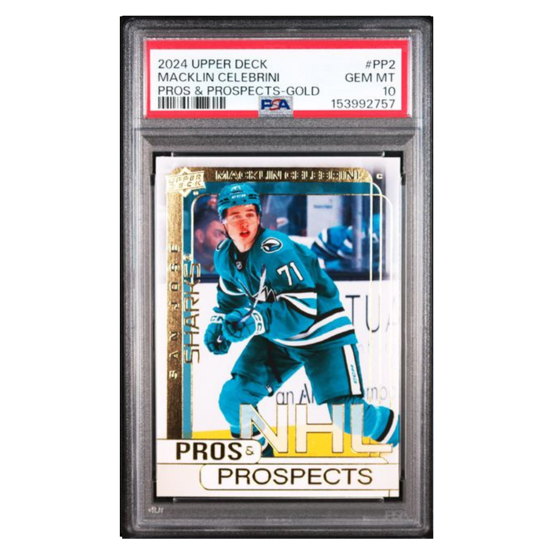 Macklin Gelebrini PSA 10 2024 Upper Deck Pros & Prospects Gold Card #PP2