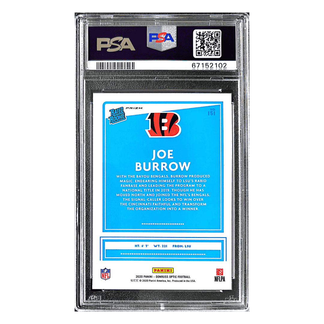 Joe Burrow PSA 9 2020 Panini Donruss Optic Pink Rated Rookie Card #151