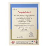 Albert Pujols 2005 Fleer Tradition StandOuts 3 Color Jersey Patch Swatch #d /50 Card #SO-AP