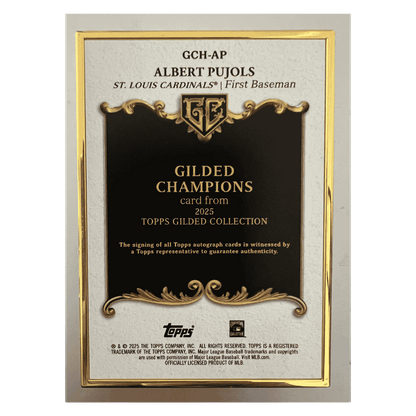 Albert Pujols 2025 Topps Gilded Collection Autograph #d/ 50 Card #GCH-AP