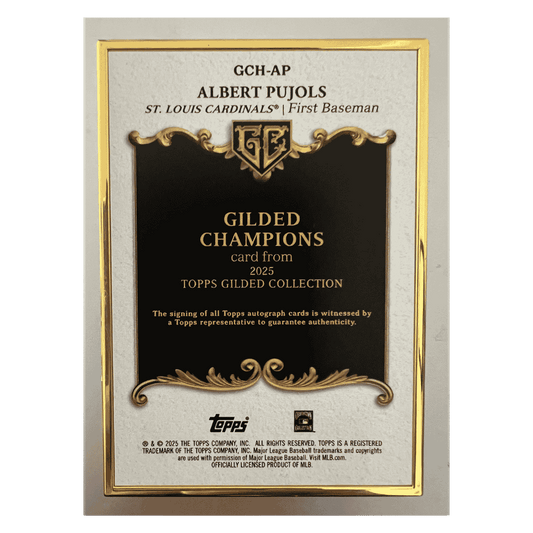 Albert Pujols 2025 Topps Gilded Collection Autograph #d/ 50 Card #GCH-AP