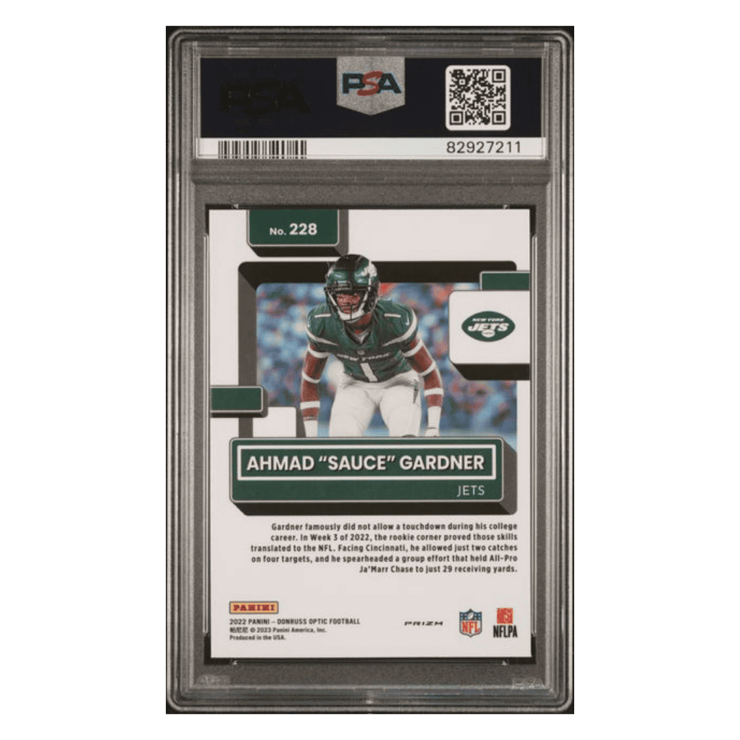 Ahmad "Sauce" Gardner PSA 9 2022 Panini Optic Holo Rated Rookie Card #228