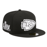 Kansas City Chiefs Side Patch New Era Black & White Logo 59FIFTY Fitted Hat