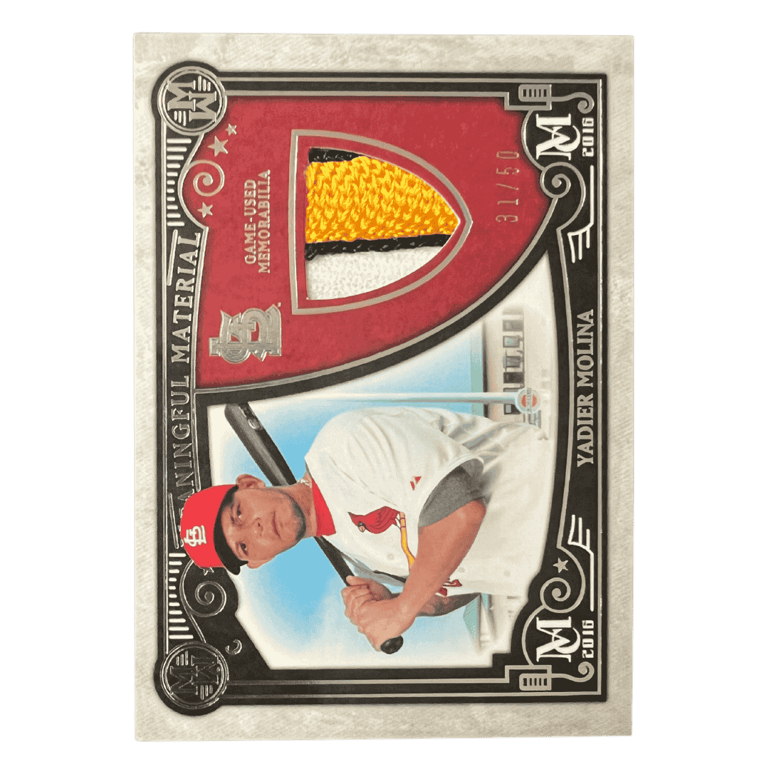 Yadier Molina 2016 Topps Museum Collection Meaningful Prime Relics 4 Color Patch Swatch #d /50 Card #MMPR-YM